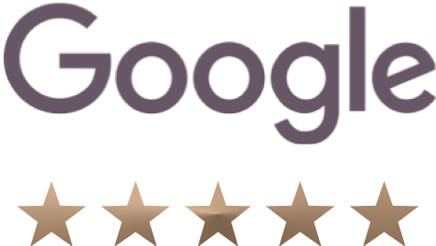 Google logo with five bronze star ratings