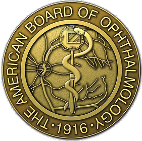 American Board of Ophthalmology gold seal emblem.